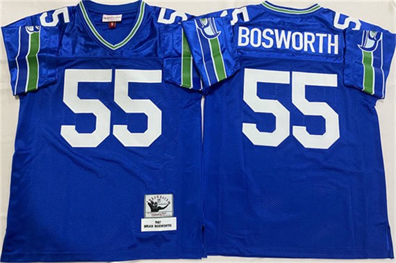 Seattle Seahawks #55 Brian Bosworth Royal Throwback Football Stitched Jersey