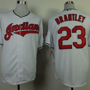 Indians #23 Michael Brantley White Cool Base Stitched Jersey