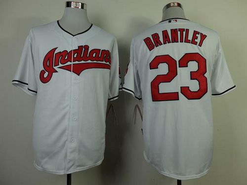 Indians #23 Michael Brantley White Cool Base Stitched Jersey