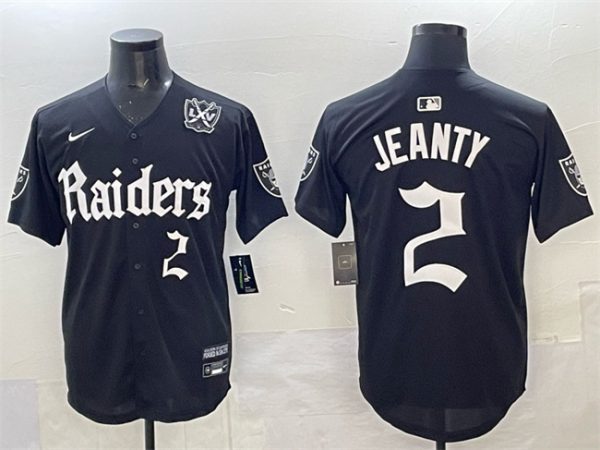 Las Vegas Raiders #2 Ashton Jeanty Black 'Gothic Sin City Shadows Edition' With 65th Anniversary Patch Vapor Limited Stitched Jersey