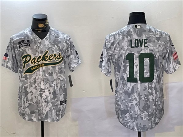 Green Bay Packers #10 Jordan Love 2024 Arctic Camo Salute To Service Stitched Jersey