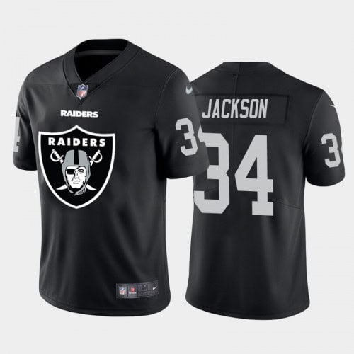 Raiders #34 Bo Jackson Black 2020 Team Big Logo Limited Stitched Jersey