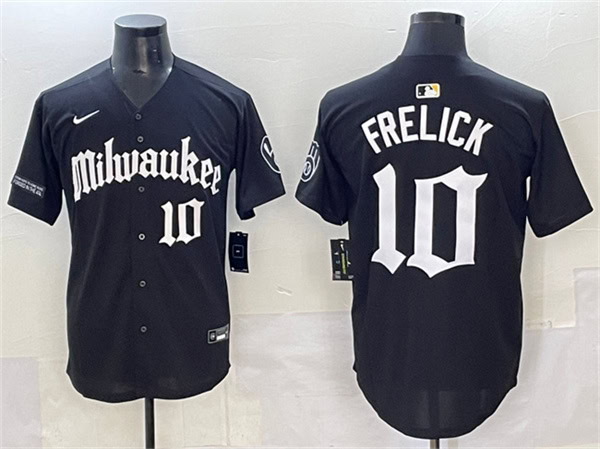 Milwaukee Brewers #10 Sal Frelick Black 'Gothic 414 Shadows Edition' Vapor Premier Limited Stitched Jersey
