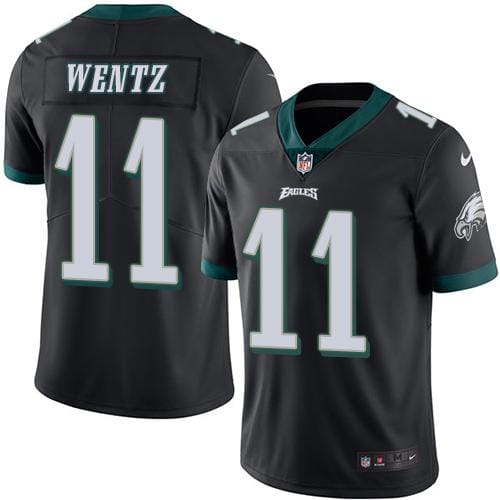 Eagles #11 Carson Wentz Black Stitched Limited Rush Nike Jersey