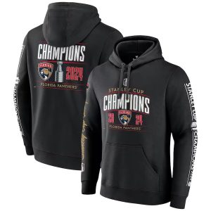 Florida Panthers Black 2024 Stanley Cup Champions Pinnacle Fleece Pullover Hoodie