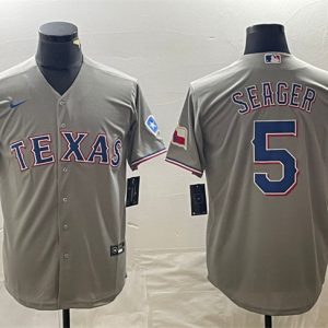 Texas Rangers #5 Corey Seager Gray With Patch Cool Base Stitched Jersey
