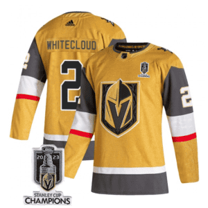 Vegas Golden Knights #2 Zach Whitecloud Gold 2023 Stanley Cup Champions Stitched Jersey