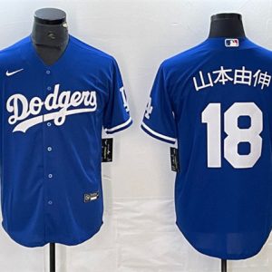 Los Angeles Dodgers #18 ɽ±¾ÓÉÉì Blue Cool Base With Patch Stitched Jersey