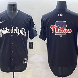Philadelphia Phillies Team Big Logo Black GOTHIC Vapor Limited Stitched Jersey