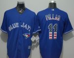 Blue Jays #11 Kevin Pillar Blue USA Flag Fashion Stitched Jersey
