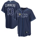 Tampa Bay Rays #13 Junior Caminero Navy Cool Base Stitched Jersey