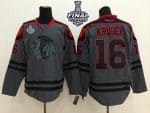 Blackhawks #16 Marcus Kruger Charcoal Cross Check Fashion 2015 Stanley Cup Stitched Jersey