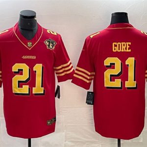 San Francisco 49ers #21 Frank Gore Red Gold With 75th Patch Vapor Untouchable Limited Stitched Jersey