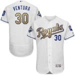 Royals #30 Yordano Ventura White 2015 World Series Champions Gold Program FlexBase Authentic Stitched Jersey