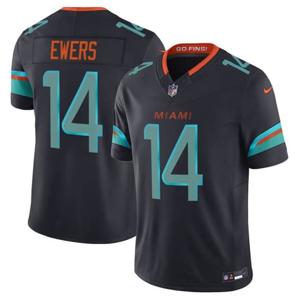 Miami Dolphins #14 Quinn Ewers Black 2025 F.U.S.E. ¡°Rivalries¡± Vapor Limited Football Stitched Jersey