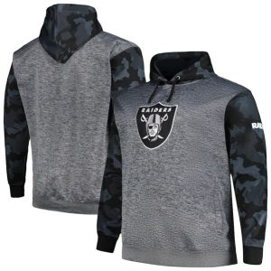 Las Vegas Raiders Heather Charcoal Big Tall Camo Pullover Hoodie