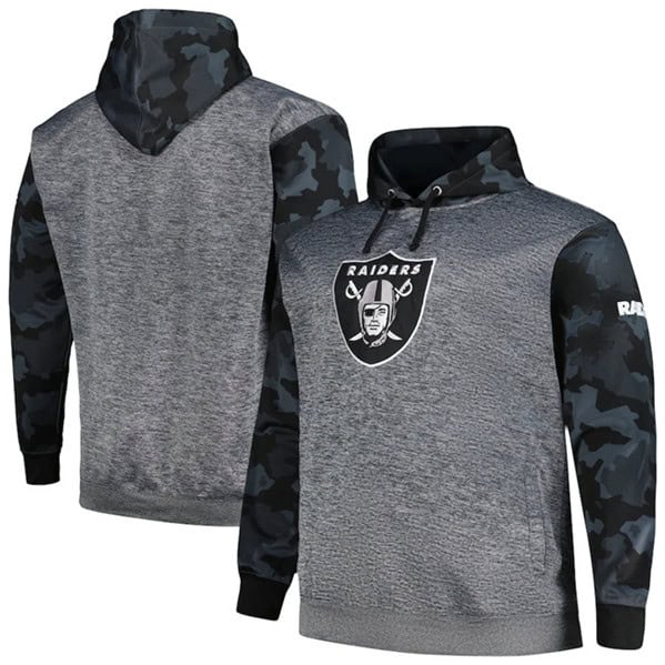 Las Vegas Raiders Heather Charcoal Big Tall Camo Pullover Hoodie
