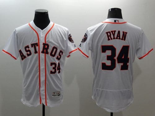 Astros #34 Nolan Ryan White Flexbase Authentic Collection Stitched Jersey