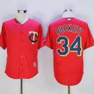 Twins #34 Kirby Puckett Red New Cool Base Stitched Jersey