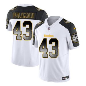 Pittsburgh Steelers #43 Troy Polamalu White Black 2023 F.U.S.E. Smoke Vapor Untouchable Limited Stitched Jersey