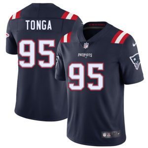 New England Patriots #95 Khyiris Tonga Navy 2025 Vapor Limited Stitched Jersey