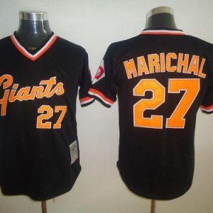 Mitchell And Ness Giants #27 Juan Marichal Black Throwback Stitched Jersey