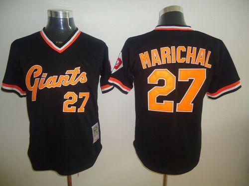 Mitchell And Ness Giants #27 Juan Marichal Black Throwback Stitched Jersey