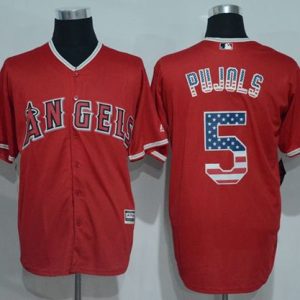 Angels Of Anaheim #5 Albert Pujols Red USA Flag Fashion Stitched Jersey