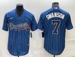 Atlanta Braves #7 Dansby Swanson Navy Cool Base Stitched Baseball Jersey