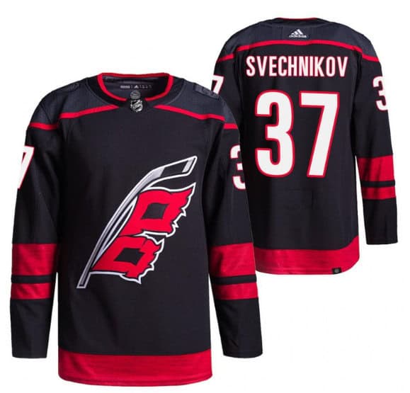 Carolina Hurricanes #37 Andrei Svechnikov Black Breakaway Alternate Pro Stitched Jersey