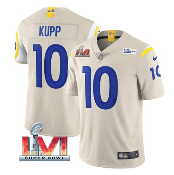 Los Angeles Rams #10 Cooper Kupp Bone 2022 Super Bowl LVI Vapor Limited Stitched Jersey