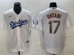 Los Angeles Dodgers #17 Shohei Ohtani White Green Cool Base Stitched Jersey