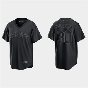 Houston Astros #30 Kyle Tucker Black Pitch Black Fashion Replica Stitched Jersey