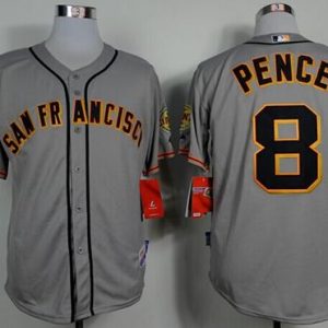 Giants #8 Hunter Pence Grey Road Cool Base Stitched Jersey