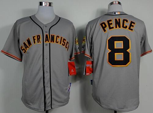 Giants #8 Hunter Pence Grey Road Cool Base Stitched Jersey