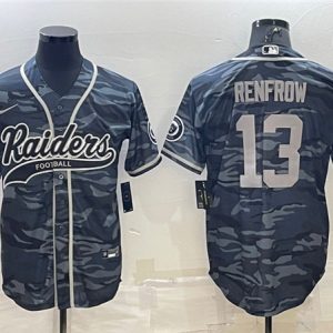 Las Vegas Raiders #13 Hunter Renfrow Gray Camo With Patch Cool Base Stitched Baseball Jersey