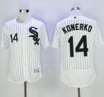 White Sox #14 Paul Konerko White(Black Strip) Flexbase Authentic Collection Stitched Jersey