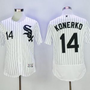 White Sox #14 Paul Konerko White(Black Strip) Flexbase Authentic Collection Stitched Jersey