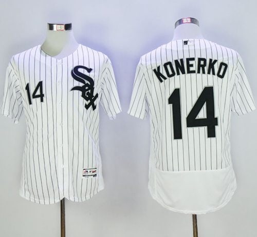 White Sox #14 Paul Konerko White(Black Strip) Flexbase Authentic Collection Stitched Jersey