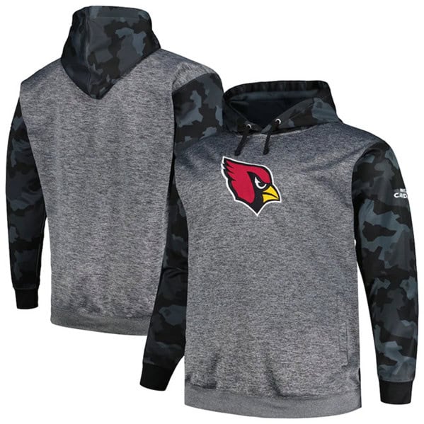 Arizona Cardinals Heather Charcoal Big Tall Camo Pullover Hoodie