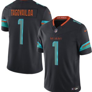 Miami Dolphins #1 Tua Tagovailoa Black 2025 F.U.S.E. ¡°Rivalries¡± Vapor Limited Stitched Jersey