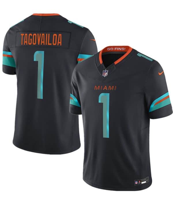 Miami Dolphins #1 Tua Tagovailoa Black 2025 F.U.S.E. ¡°Rivalries¡± Vapor Limited Stitched Jersey