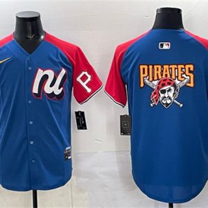 National League Pittsburgh Pirates Team Big Logo Blue Red Alternate 2025 All-Star Edition Limited Stitched Jersey