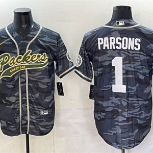 Green Bay Packers #1 Micah Parsons Gray Camo Cool Base Stitched Jersey