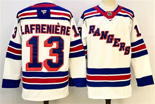 New York Rangers #13 Alexis Lafreniere White 2024-25 Away Stitched Jersey