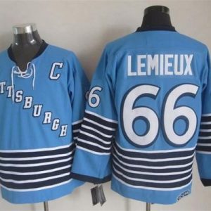 Penguins #66 Mario Lemieux Light Blue CCM Throwback Stitched Jersey