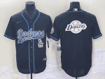 Los Angeles Dodgers Black Team Big Logo With Patch Cool Base Stitched Jersey