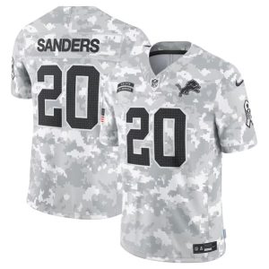 Detroit Lions #20 Barry Sanders Arctic Camo 2024 F.U.S.E. Salute To Service Limited Stitched Jersey