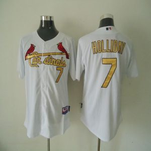 Cardinals #7 Matt Holliday White(Gold No.) Cool Base Stitched Jersey