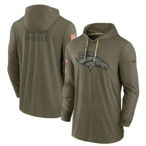 Denver Broncos 2022 Olive Salute To Service Tonal Pullover Hoodie
